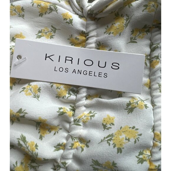 Kirious Los Angeles Yellow Floral Print Sleeveless Ruffle Crop Top Tie Large - Picture 9 of 9